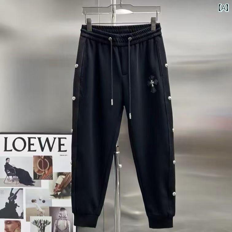 メンズ パンツ カジュアル ズボン おしゃれ 新 クロス トレンディ スウェット プリント スポーツ