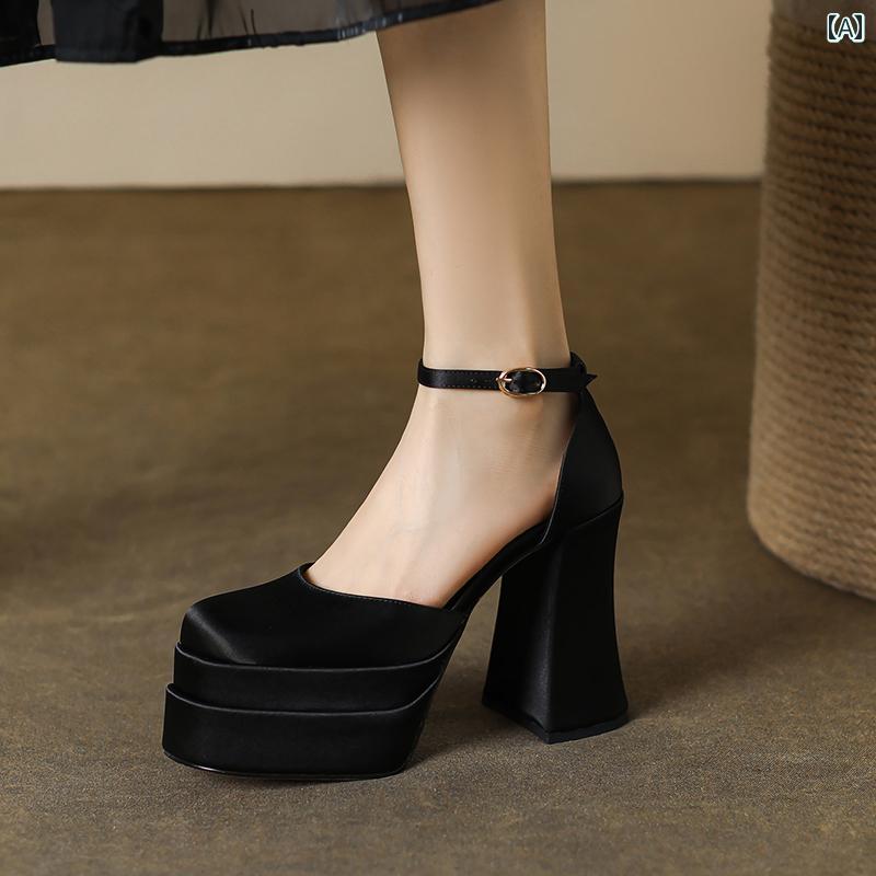 ヒール レディース パンプス 美脚 ハイヒール 太ヒール 歩きやい チャンキー 防水 靴 足が 疲れにくい 黒 ドレス シューズ ウェディングドレス 幅広 パーティー 大人式|おうち健康生活
