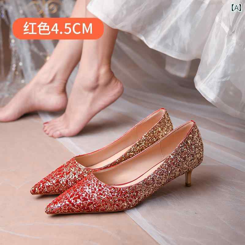 パンプス レディース 靴 赤 ウェディングシューズ ウェディングドレス 二 着 ブライダル シューズ 冬 ローヒール 靴 妊婦｜おうち健康生活