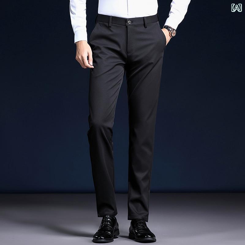 メンズ パンツ オフィス ビジネス カジュアル ダンディ 春秋 スリム ストレート 韓国 トレンディ 秋