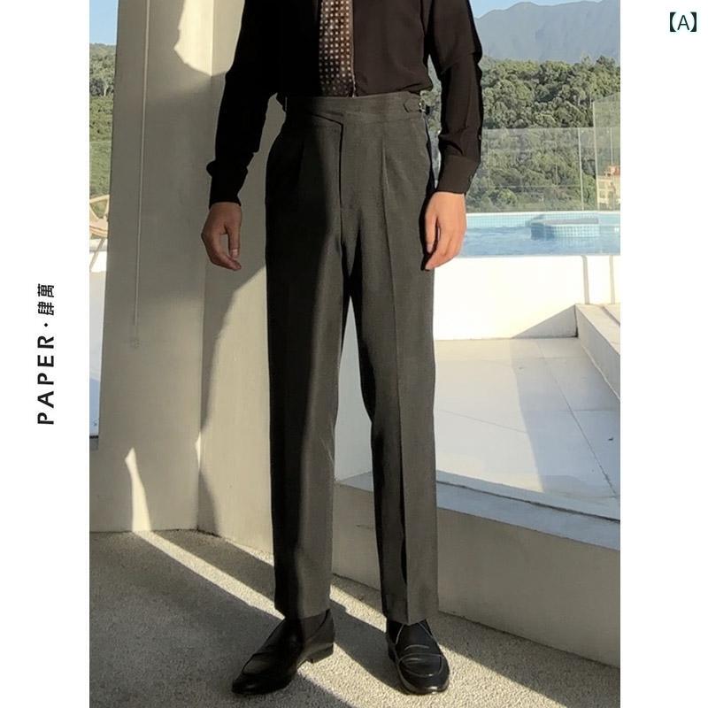 メンズ パンツ オフィス ビジネス カジュアル ダンディ ダーク グレー 厚手 峡谷 ハイウエスト スリム 暖かい 冬 7,548円