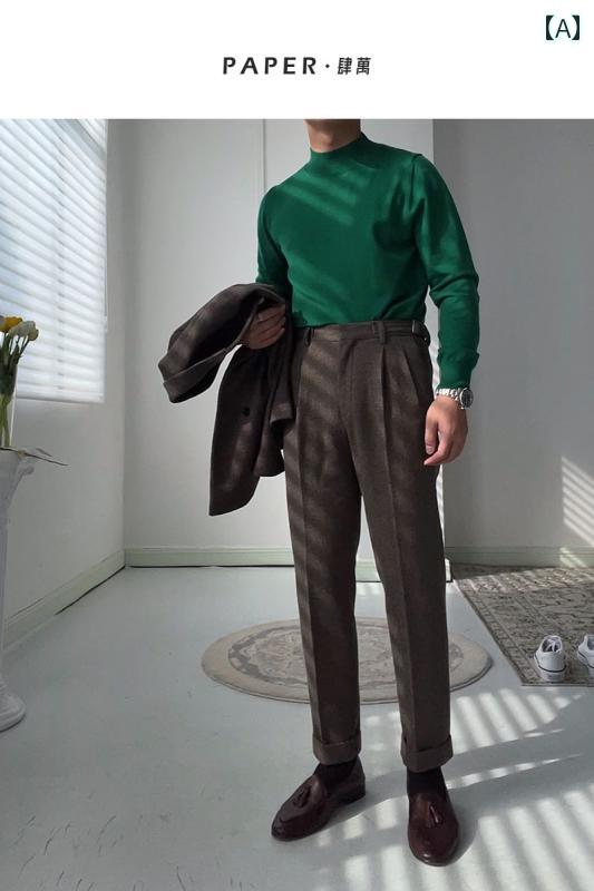 メンズ パンツ オフィス ビジネス カジュアル ダンディ 秋冬 パリ ボタン ナポリ ストレート 厚手 ズボン スリム 暖かい スタイリッシュ 7,962円
