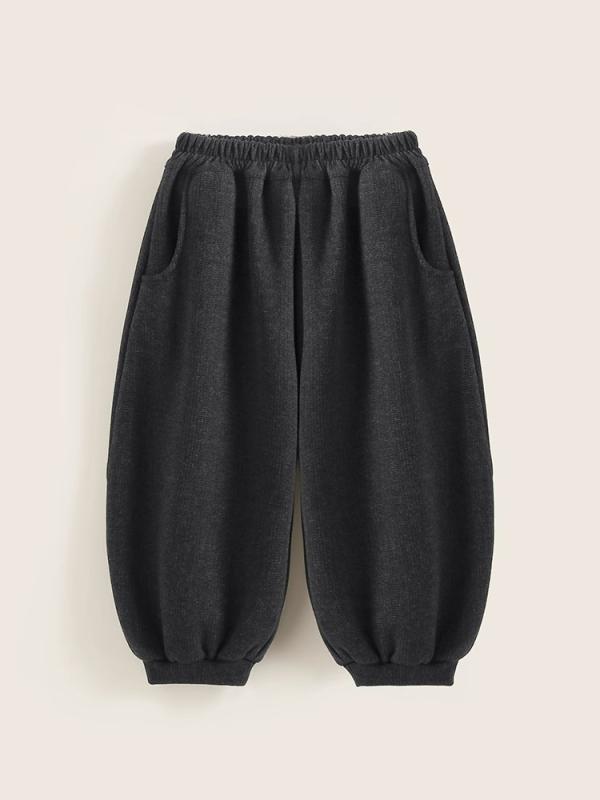 パンツ 女の子 秋冬 厚手 カジュアル コットン ポリエステル 混紡 無地 黒灰 暖か 柔らかい 伸縮性 普段使い 室内着 スポーツ 田園 可愛い プリンセス トレンド 3歳から8歳向け 中腰 ゴム腰 長ズボン