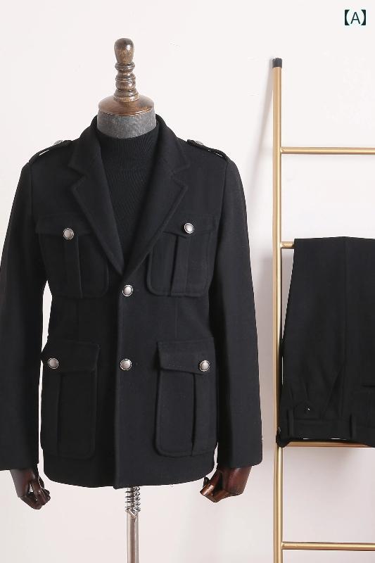 上衣 メンズ 洒落者 かっこいい 今めかしい 秋冬 襟 朦々たる 狩猟 羊毛 アメリカン レトロ 細工物お召しもの カーキ マルチ 衣嚢