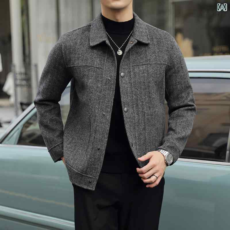 アウター メンズ 伊達衆 かっこいい 格好のいい 杉綾模様 柄 両面 毛糸 遊撃手 厚地の外套 商行為 か細い 上衣 心地よい 上衣