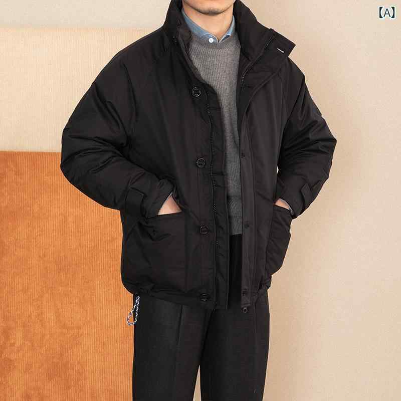 メンズ ファッション おしゃれ ダンディ かっこいい レトロ スタンドカラー 厚手 暖かい ジャケット ショート カジュアル ジャケット ダウン ジャケット 韓国｜おうち健康生活