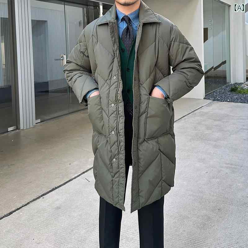 メンズ ファッション おしゃれ ダンディ かっこいい 冬 韓国 カジュアル 丈 厚手 コート ビジネス カジュアル 防風 ダウン ジャケット トレンディ
