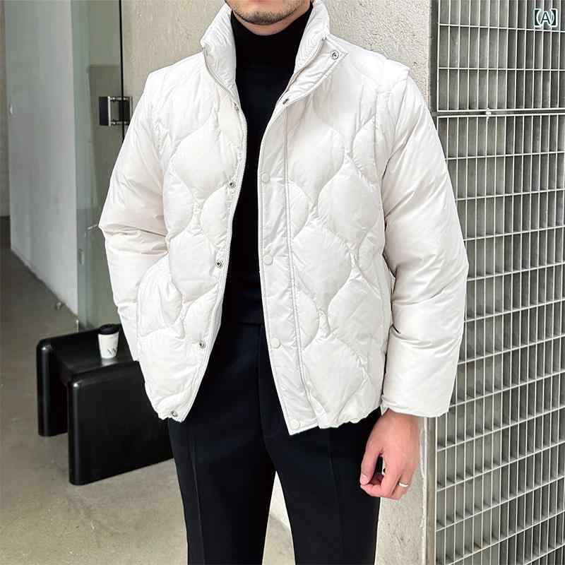 メンズ ファッション おしゃれ ダンディ かっこいい 厚手 暖かい ショート ジャケット レトロ ステッチ 90 起毛 冬 ダウン ジャケット｜おうち健康生活