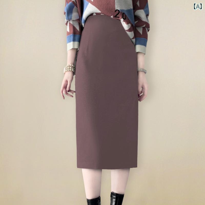 スカート レディース きれいめ 上品 通勤 秋 婦人服 スリム レングス ハイウエスト ストレート スリット 通勤｜おうち健康生活