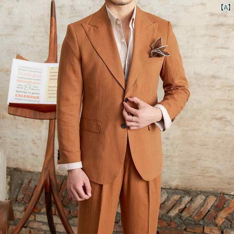 メンズ ファッション おしゃれ ダンディ かっこいい 春夏 イタリア 薄手 涼しい 涼しい カジュアル スーツ パーティー 通気性 快適 快適 高さ ヘリンボーン 柄 スーツ｜おうち健康生活