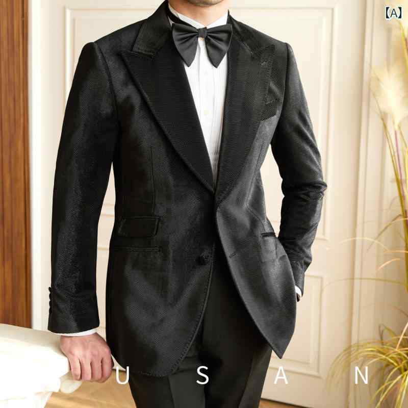メンズ ファッション おしゃれ ダンディ かっこいい 英国 スリム ヘリンボーン スーツ ドレス パーティー 結婚式 光沢 スーツ