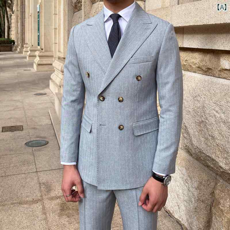 メンズ ファッション おしゃれ ダンディ かっこいい イタリア ナポリ ガン ストライプ ダーク 柄 スリム スーツ 英国 スーツ|おうち健康生活