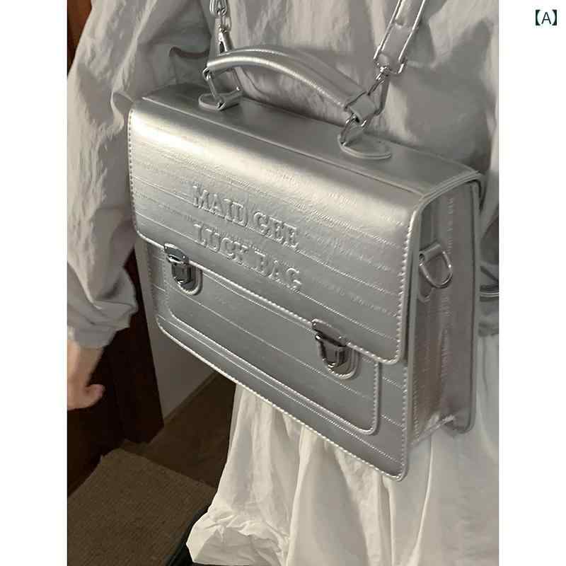 レディース バッグ 普段使い カレッジ ダブルクリック 夏 ファッション シルバー ハンドバッグ 旅行 通勤 バック パック