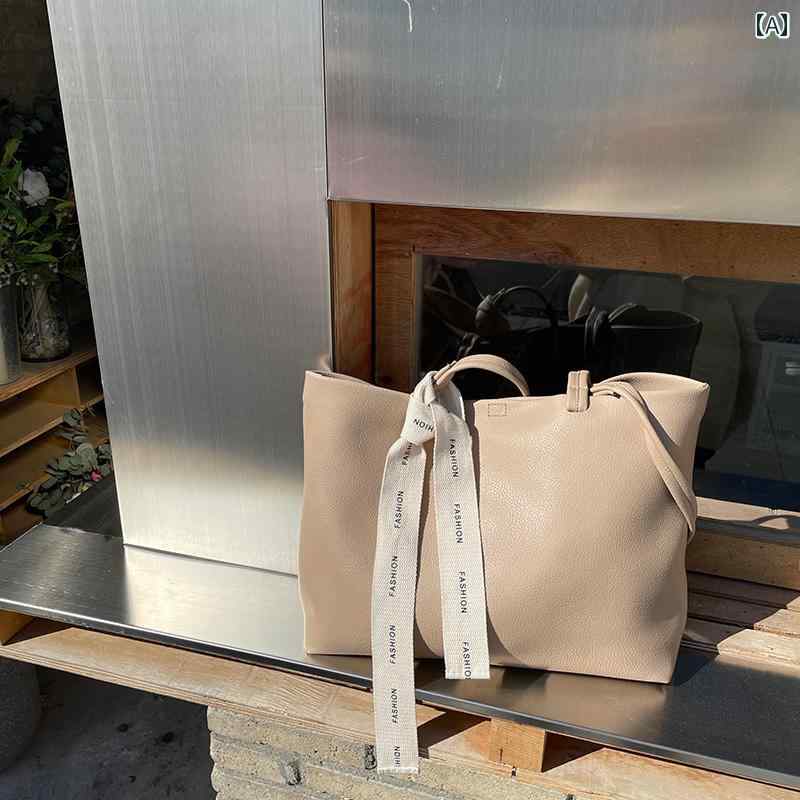 レディース バッグ 普段使い 韓国 レトロ コーヒー カラー ハンドバック トート PU ソフト レザー大容量 秋冬 ショルダー トレンド