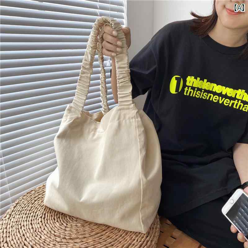 レディース バッグ 普段使い オーナー 予約 | 韓国 人 プリーツ 大容量 ショルダー キャンバス ハンドバック