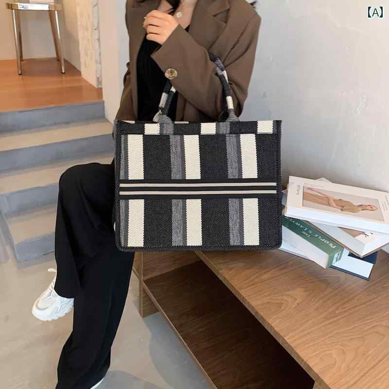 レディース バッグ 普段使い 西洋 春 ハンド ファッション ストライプ大容量 ショッピング トート