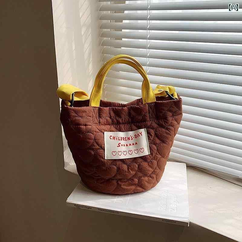 レディース バッグ 普段使い カジュアル 菱形 刺繍 小さめ 秋冬 綿 衣装 ポータブル 小さめ トート バケット