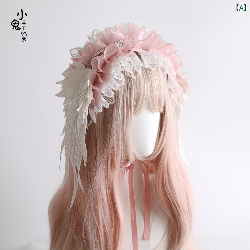 ヘッドアクセサリー レディース コスプレ 小物 ガーリー マルチ カラー 翼 カチューシャ kc 花 つぼみ 花 丸薬 ブローチ ゴージャス 羽 ハット フラット ハット
