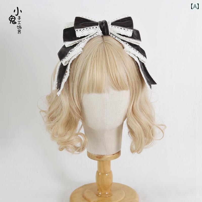 ヘッドアクセサリー レディース ロリータ コスプレ 小物 ガーリー 起毛 レース シンプル ヘア フープ プレス 髪 フェアリー 森 ヘアピン レトロ ヘッド バンド トップ クリップ