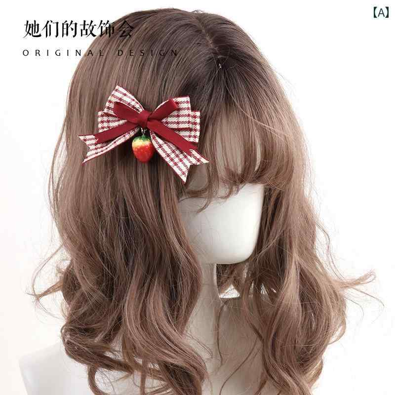 ヘッドアクセサリー レディース ロリータ コスプレ 小物 ガーリー ヘッド ドレス 赤 チェック イチゴ ヘアピン リボン かわいい 4,038円