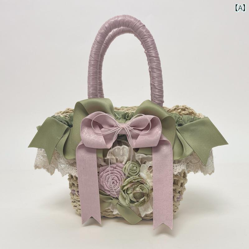 レディース 帽子 ロリータ かわいい ガーリー コスプレ 野草 草 オールシーズン 花粉 緑 麦わら カチューシャ アクセサリー