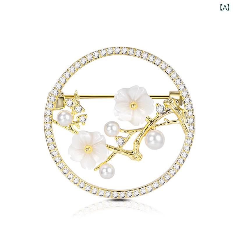 ブローチ レディース アクセサリー 梅花 パール 秋冬 コサージュ チャイナ
