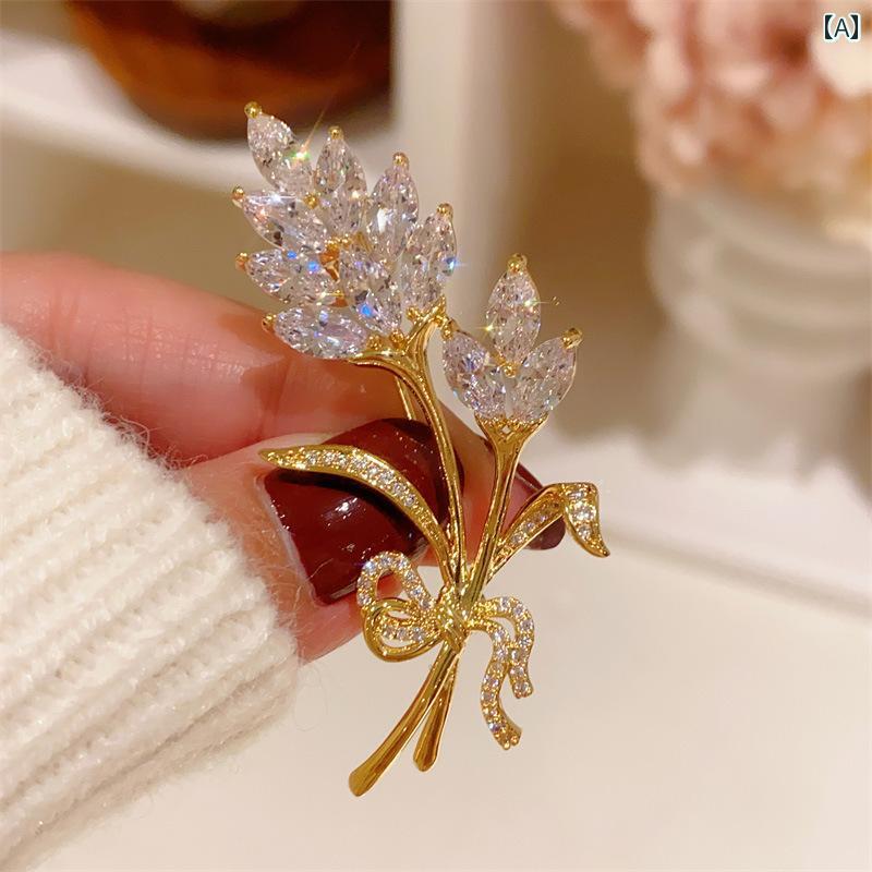 ブローチ レディース アクセサリー 銅 象嵌 ストーン 手持ち 花 ピン コサージュ