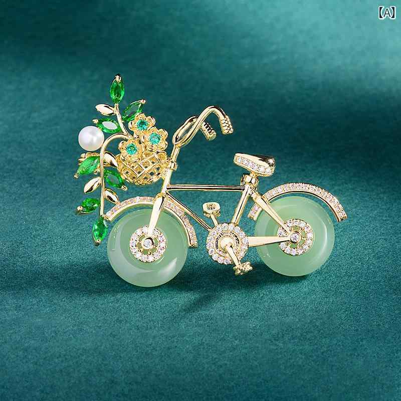 ブローチ レディース アクセサリー レトロ フラワー 自転車 精巧 淡水 象嵌 ジルコニウム コサージュピン ギフト