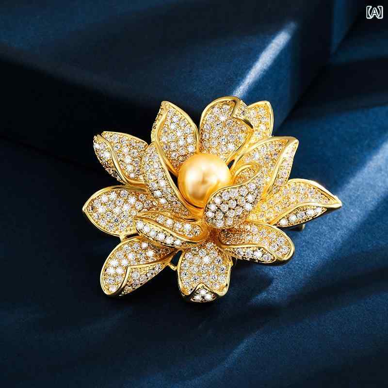 ブローチ レディース アクセサリー 母の日 ギフト 蓮 精巧 コサージュ トレンディ 花｜おうち健康生活