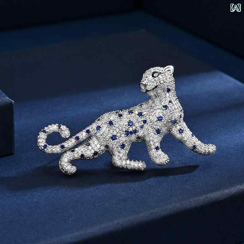 ブローチ レディース アクセサリー 母の日 ギフト カラーストーン ヒョウ 軽量 涼しい ラグジュアリー 動物 コサージュ