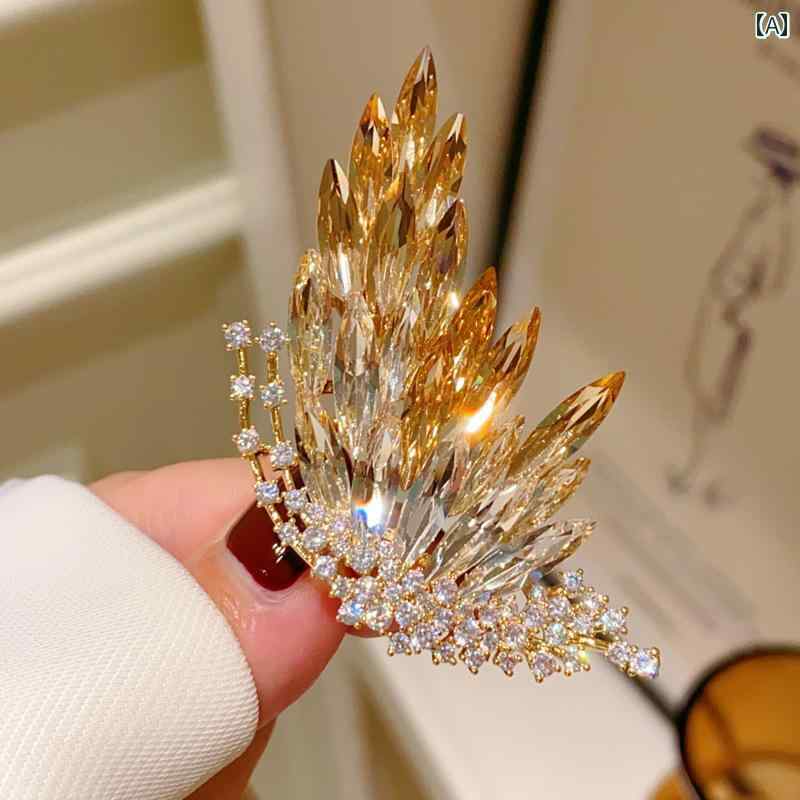ブローチ レディース アクセサリー 母の日 ギフト フランス シャンパン 蝶 コサージュ エレガント スーツ ストーン ピン ホリデー
