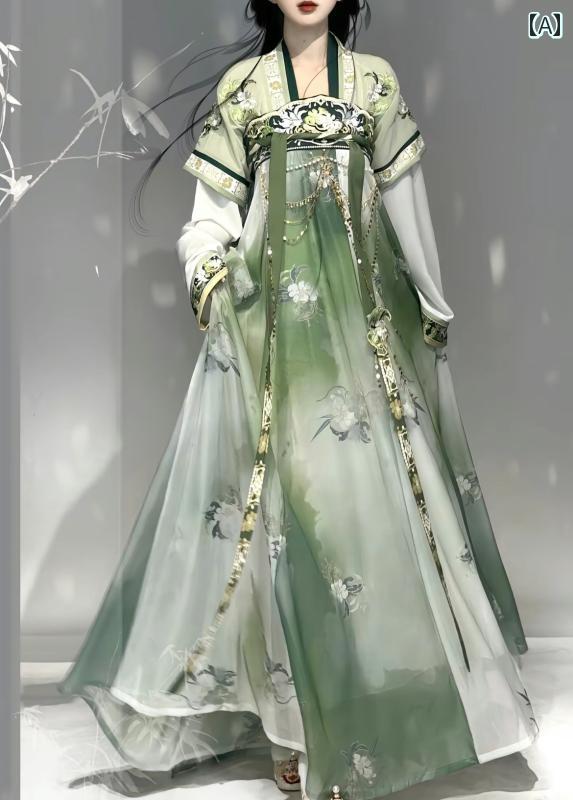 漢服 コスチューム レディース ロングドレス おしゃれ ステージ 撮影 舞台衣装 コスプレ 燕 宇 唐 バスト 丈 スカート ワンピース ショール 刺繍 夏 普段使い 一式 セット