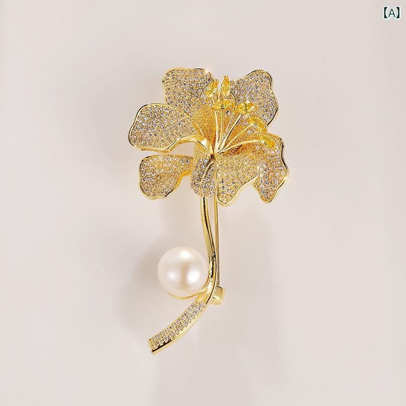 ブローチ レディース アクセサリー ユリ 花 精巧さ 淡水 スーツ ジャケット コサージュ 6,572円