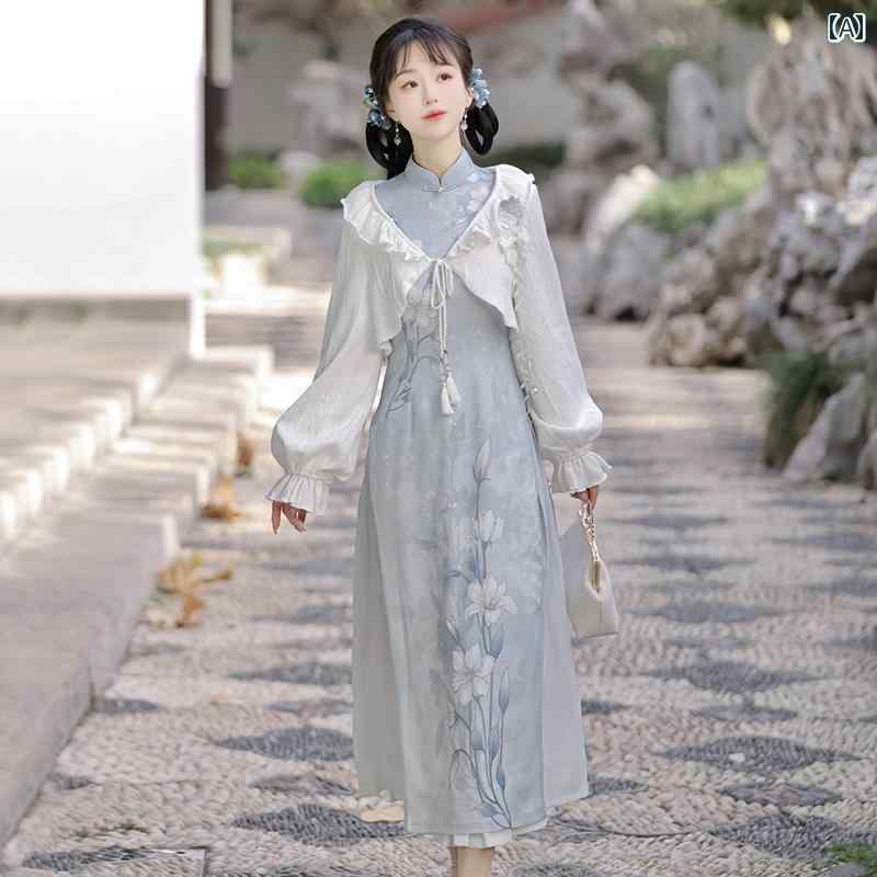 漢服 お召しもの レディース 流行り物 今めかしい 高座 映画化 一こまお召しもの コスプレ 氷結 新 瀬戸もの風 お召しもの レトロ 上衣 瀬戸もの セットアップ