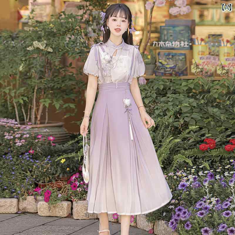 漢服 御召しもの レディース 流行り物 今めかしい 上演 映画化 一こま御召しもの コスプレ 花ショウブ 蝶 新 瀬戸もの風 うしろ帯 妖精 肩吊りひも セットアップ 夏