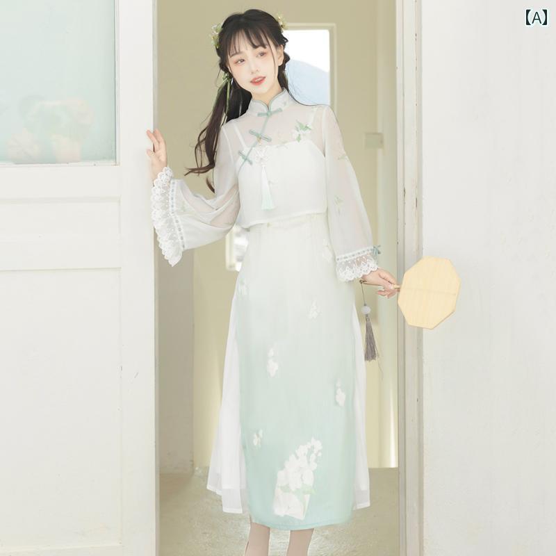 漢服 コスチューム レディース ファッション おしゃれ ステージ 撮影 舞台衣装 コスプレ ジャスミン 手紙 デイリー 上着 チャイナ ドレス チャイナ風 フェアリー ドレス セットアップ 夏