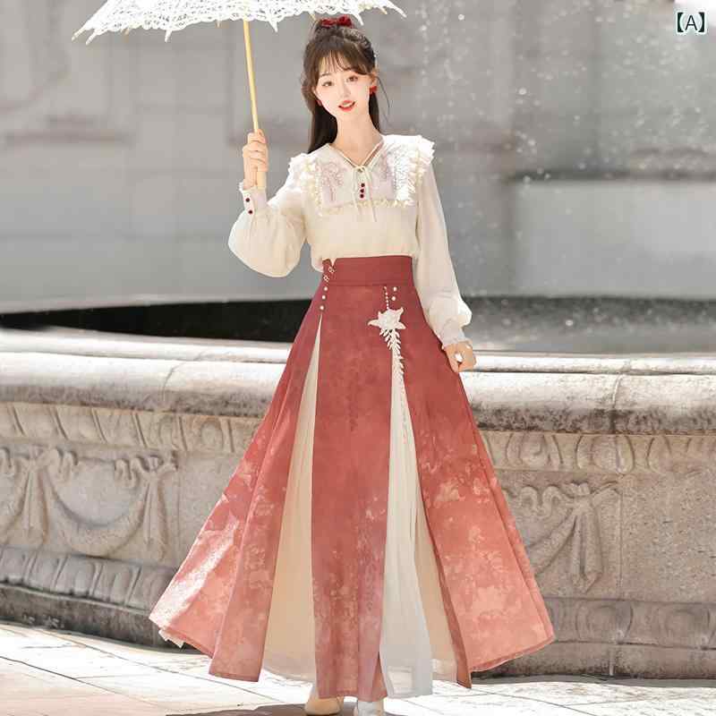 漢服 御召しもの レディース 流行り物 今めかしい 上演 映画化 一こま御召しもの コスプレ 瀬戸もの 風 通い ティーシャツ スリー スコート セットアップ 秋