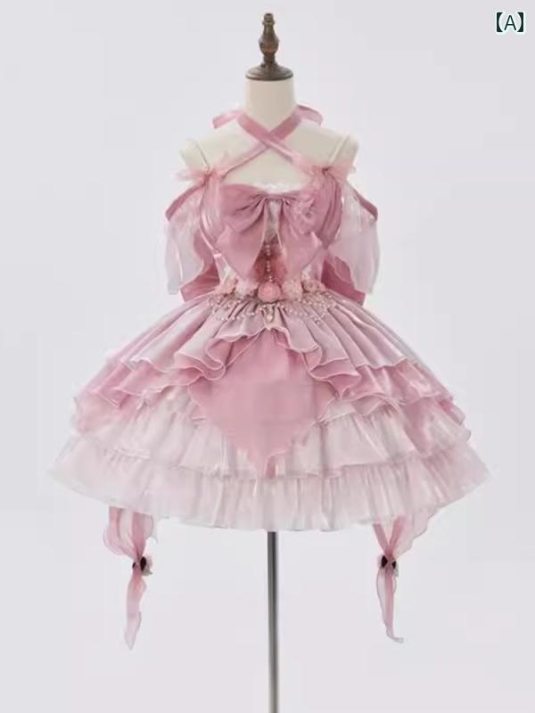 ロリータ 流行り物 コスプレ 御召しもの 御召しもの サクラ色 花嫁御寮 御召しもの 可愛らしい 引き延ばし 毛 ふわふわ 生まれ落ちる日 御姫様 御召しもの