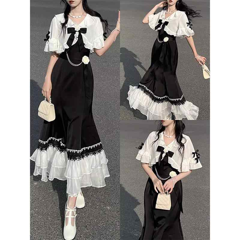 ロリータ 流行り物 コスプレ 御召しもの 御召しもの 黒 フィッシュテール スコート 肩かけ 御召しもの エレガントゴージャス 御召しもの ビッグ成人女性 御姫様 御召しもの