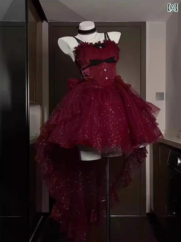 ロリータ ファッション コスプレ 衣装 コスチューム 赤 プリンセス 軽量 涼しい 涼しい ドレス プリンセス ドレス かわいい グリッター テール パフィー スカート｜おうち健康生活