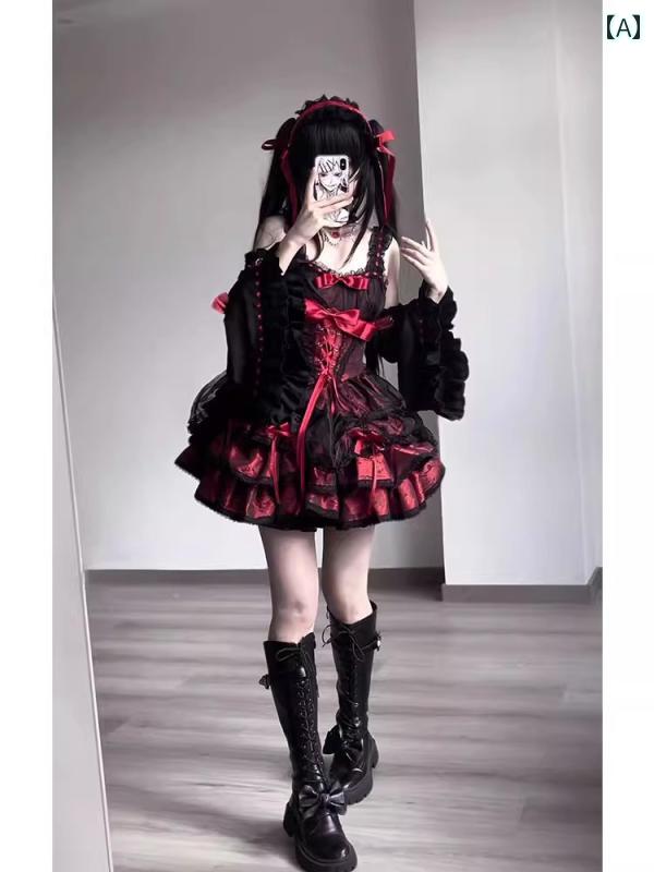 ロリータ ファッション コスプレ 衣装 コスチューム ハロウィン コス センス チューブ トップス お姫様 情 願望 優しい かわいい 二 次元 ドレス