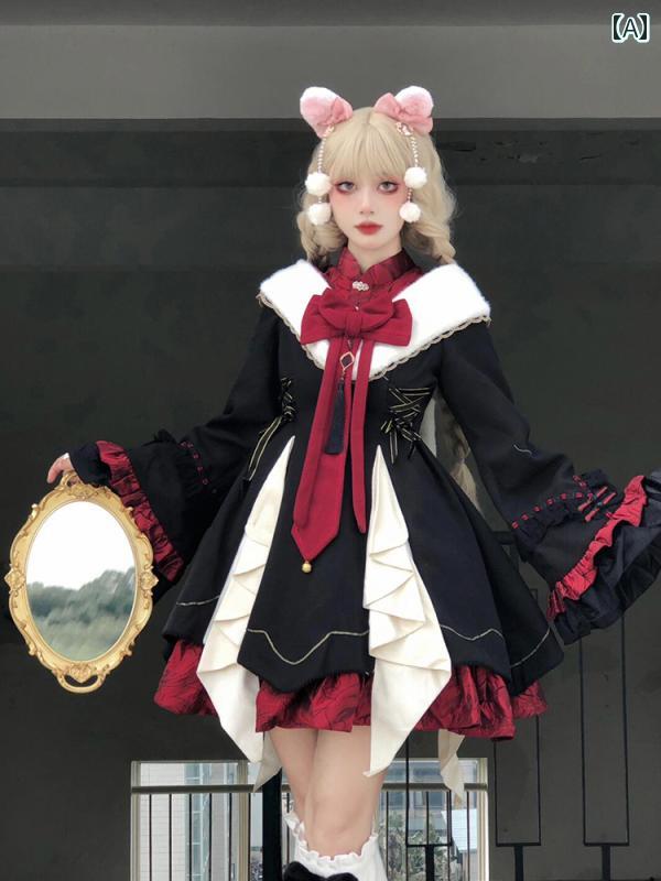 コスプレ 衣装 漢服 コスチューム レディース ファッション ステージ 撮影 舞台衣装 黒 赤 チャイナ風 ロリータ 漢 ドレス ロリータ 民族風 プリンセス ドレス 秋冬｜おうち健康生活