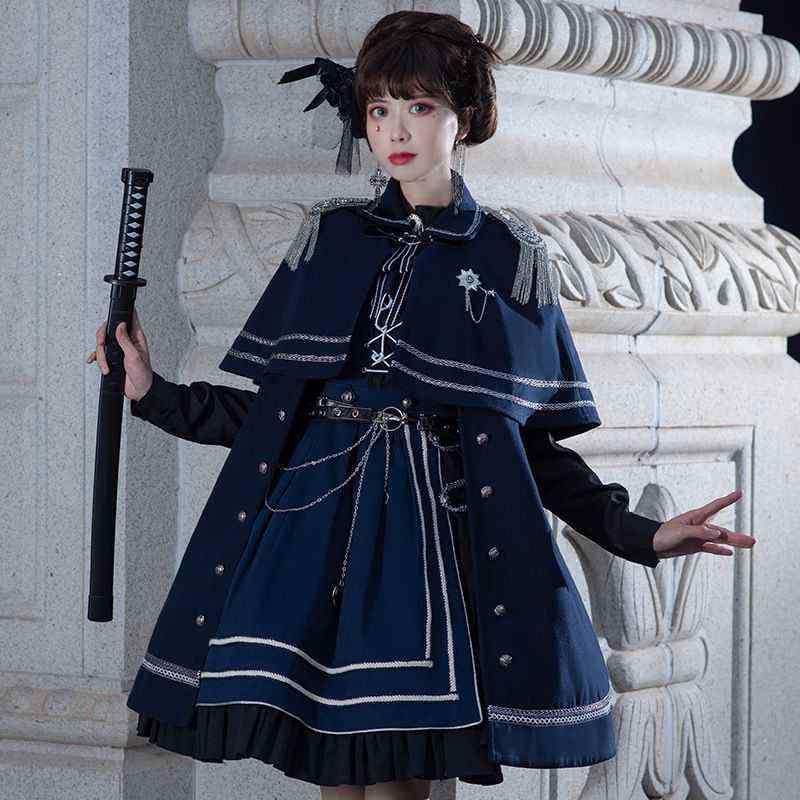 コスプレ お召しもの ロリータ レディース お召しもの 寄りあい 活動写真映画化 春 鹿 ミリタリー 風 ロリータ スコート 武 商 戦争状態 無地 ミリタリー ロリータ マント 秋冬