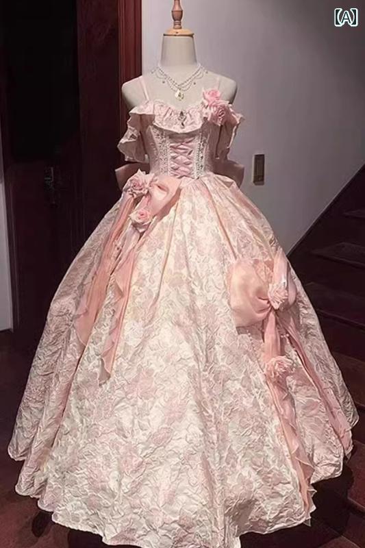 ロリータ 流行り物 コスプレ お召しもの お召しもの サクラ色 花嫁御寮 立ち会い場 レングス 晴れ晴れしい 成年者 お召しもの 御芽出度お召しもの 妃殿下 お召しもの