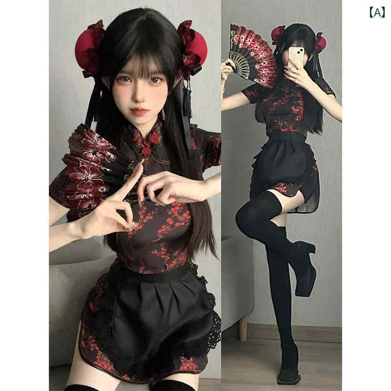 コスプレ 衣装 ロリータ レディース コスチューム パーティー 写真撮影 中国 チャイナ風 トレンド チャイナ ドレス レース エン 魅惑 ガール セットアップ