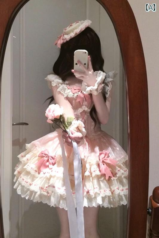 ロリータ ファッション コスプレ 衣装 コスチューム バレエ ピンク かわいい ドレス リボン ケーキ プリンセス ドレス｜おうち健康生活