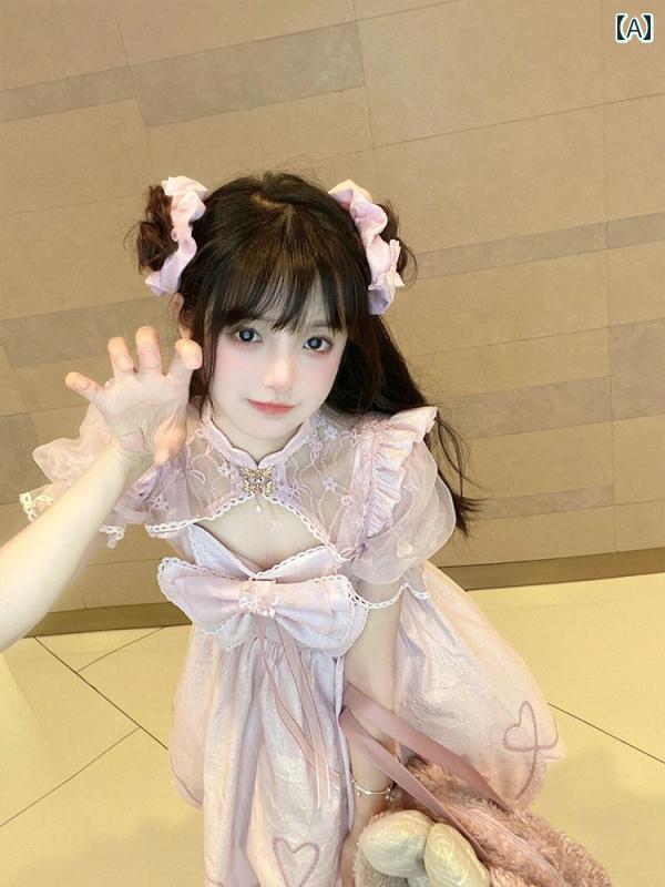 コスプレ 衣装 ロリータ レディース コスチューム パーティー 写真撮影 クリスマス バトル ピンク スウィート ガール チャイナ風 ロリータ スウィート ソフト ガール バド スプリング ロ スカート