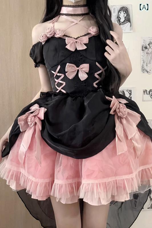 ロリータ ファッション コスプレ 衣装 コスチューム 黒 ピンクローズ ドレス 花嫁 ドレス フィッシュボーン エスケープ ワーク プリンセス ロ スカート デイリー｜おうち健康生活 9,117円