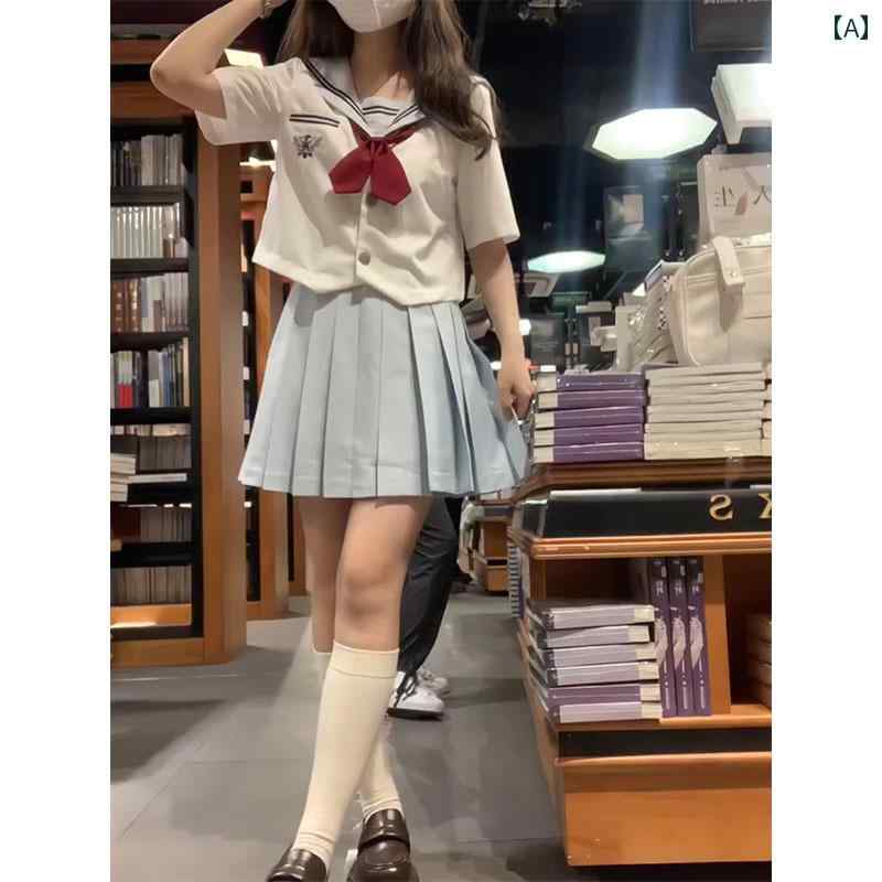コスプレ 衣装 ロリータ レディース コスチューム パーティー 写真撮影 かわいい JK 制服 スカート 半袖 学校 品 春夏 大学 風水 ブルー セーラー 服