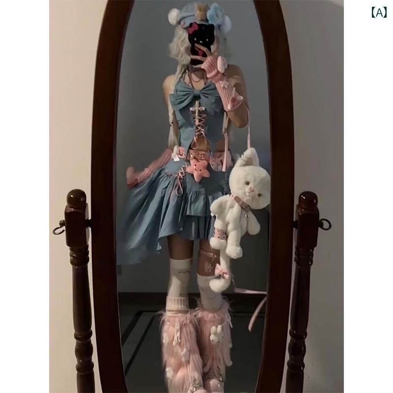 コスプレ 衣装 ロリータ レディース コスチューム パーティー 写真撮影 アウトフィット バタフライ パフスリーブ ショート ジャケット ストラップレース 肩ひも トップス ハイウエスト イレギュラー スカート｜おうち健康生活